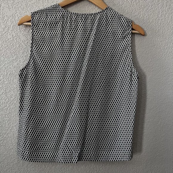Equipment Femme Womens Blouse Box Sleevless Black White Size M - Picture 2 of 12